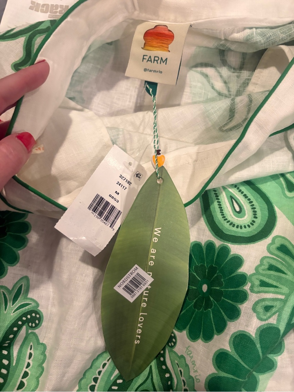 FARM Rio Green Color Festival Linen Midi Skirt - Picture 10 of 12